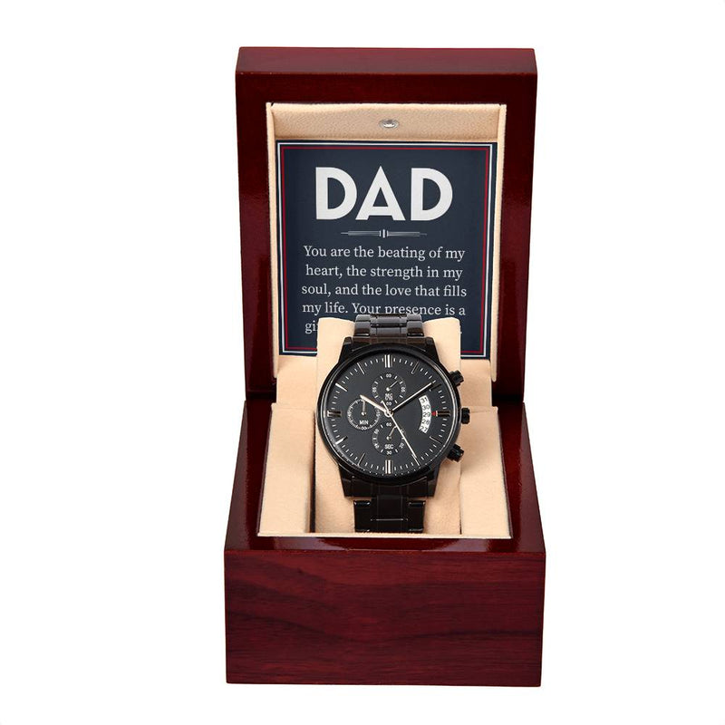 Black Chronograph Watch - For Dad Your Presence Is A Gift