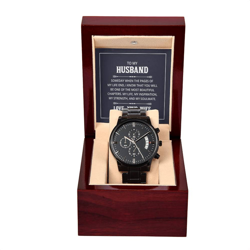 Black Chronograph Watch - For Husband From Wife