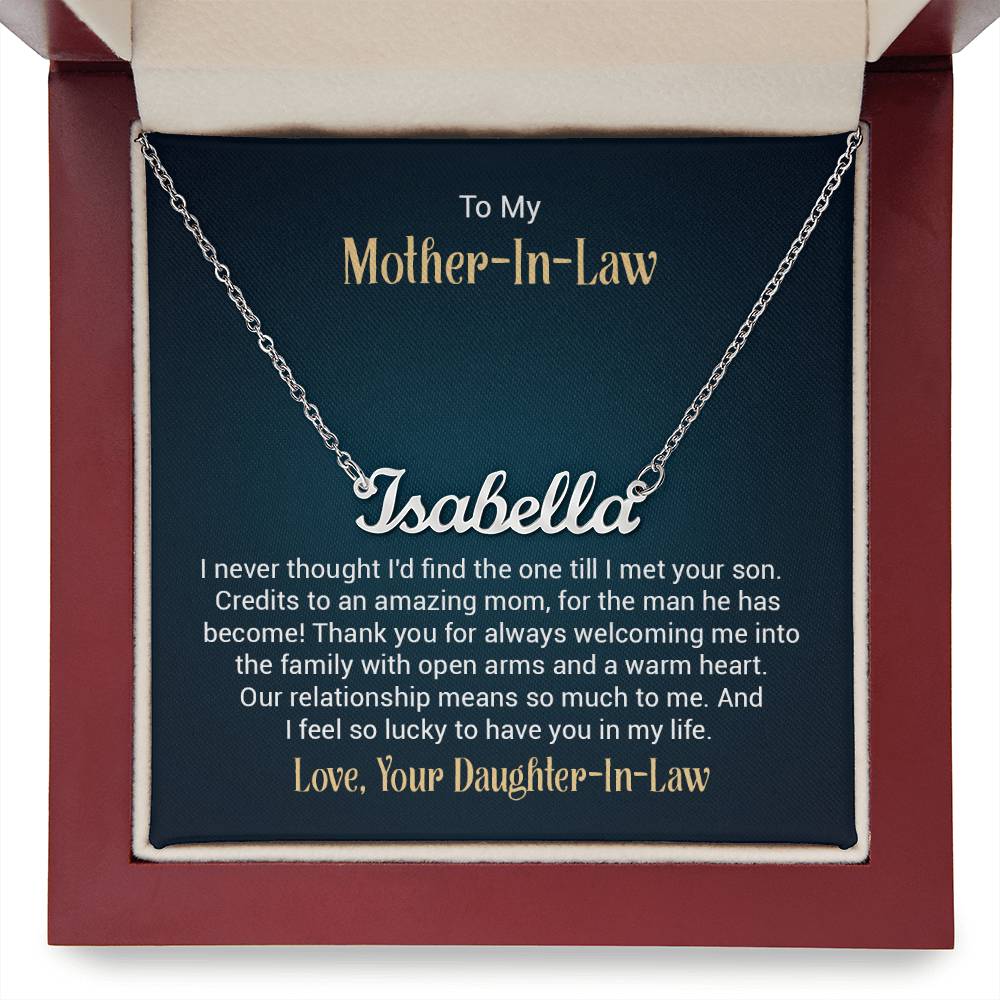 Custom Name Necklace w/ Message Card - For Mother-in-Law